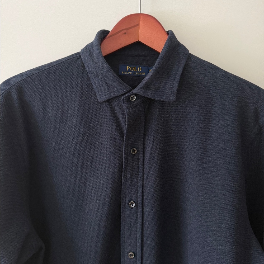 Polo Ralph Lauren EUC Navy Long Sleeve Button Front Shirt XL Classic Fit Cotton - Picture 3 of 14